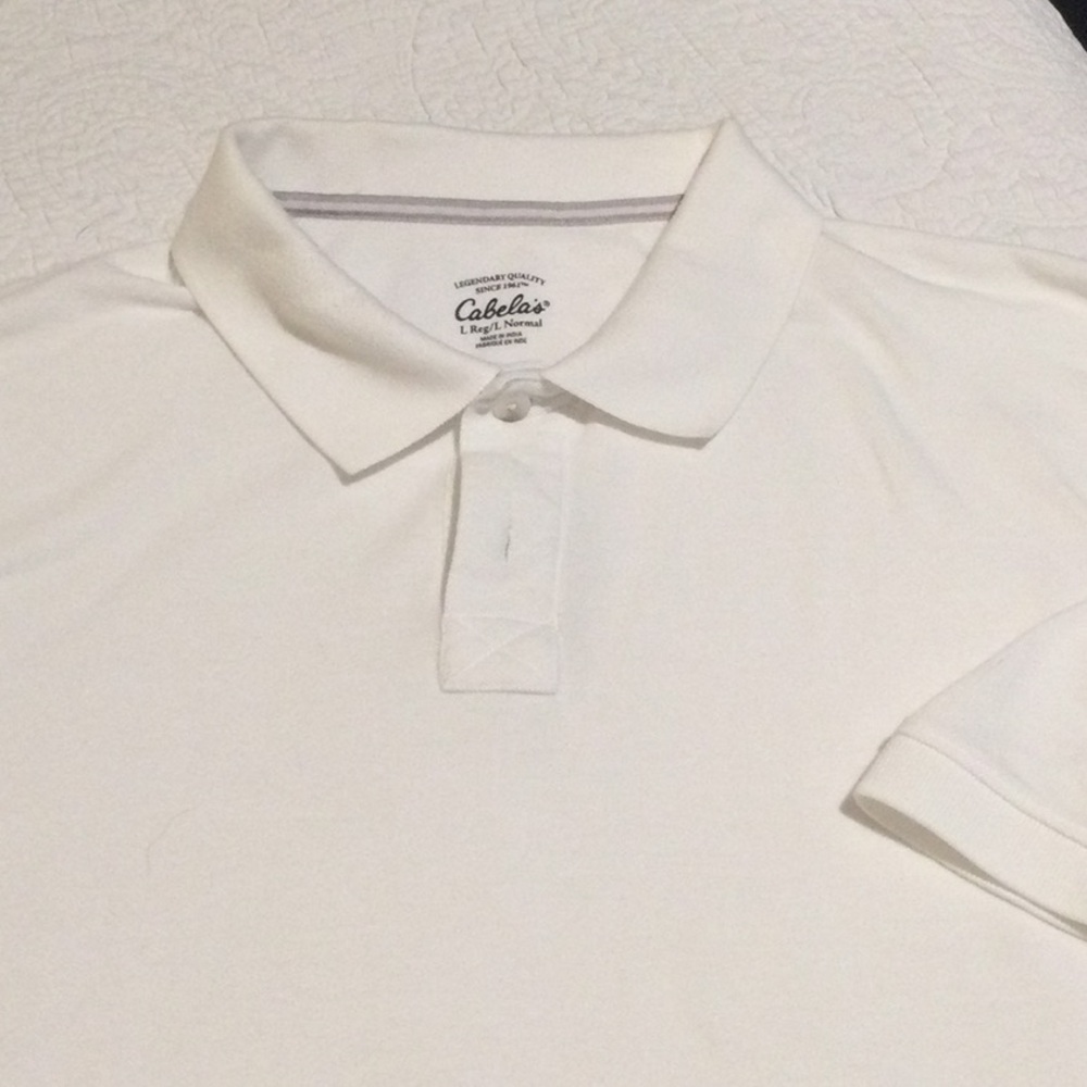 Cabela's Men's White Polo Shirt - Classic Collar